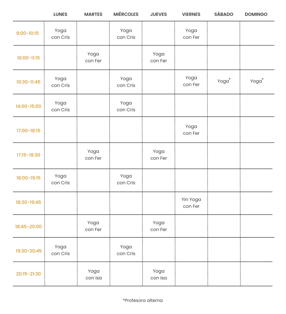 Horarios More Yoga Madrid